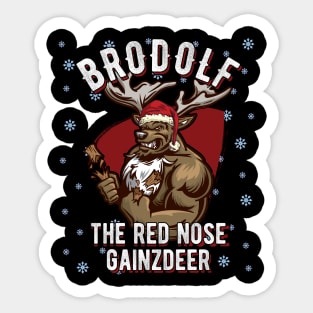 Brodolf red nose gainzdeer Christmas Bodybuilding Sticker